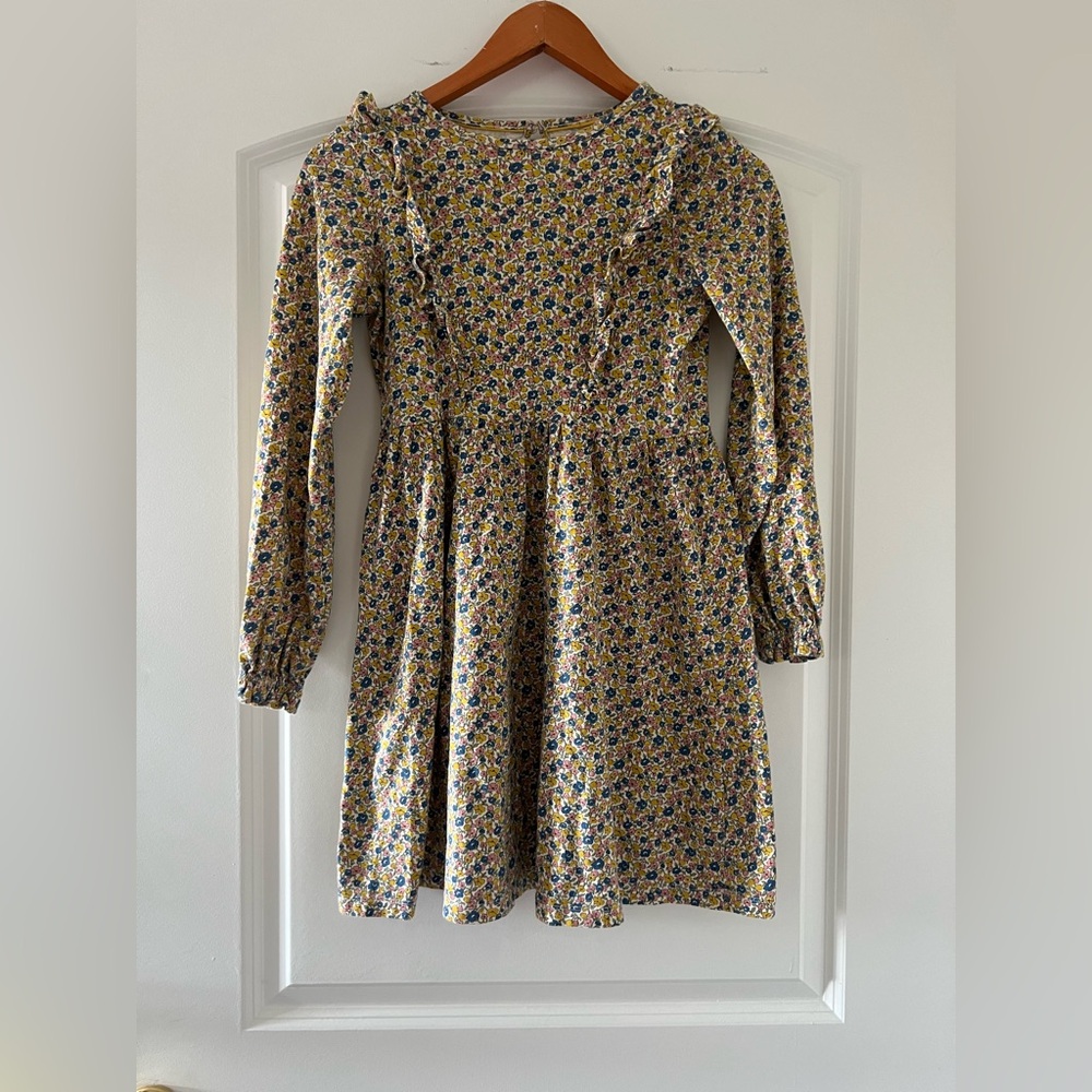 Mini Boden Girls Floral Ruffle Long Sleeve Dress